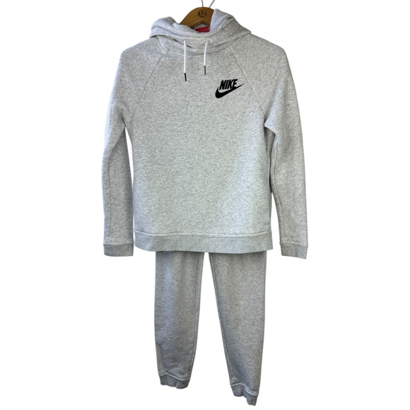 Nike 2-Piece Set Rally Funnel Neck Hoodie & Sweatpants Gray Women's Size XS - Picture 2 of 16